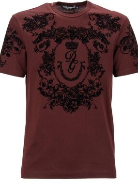 Dolce&Gabbana Baroque DG Logo Bordeaux T-Shirt